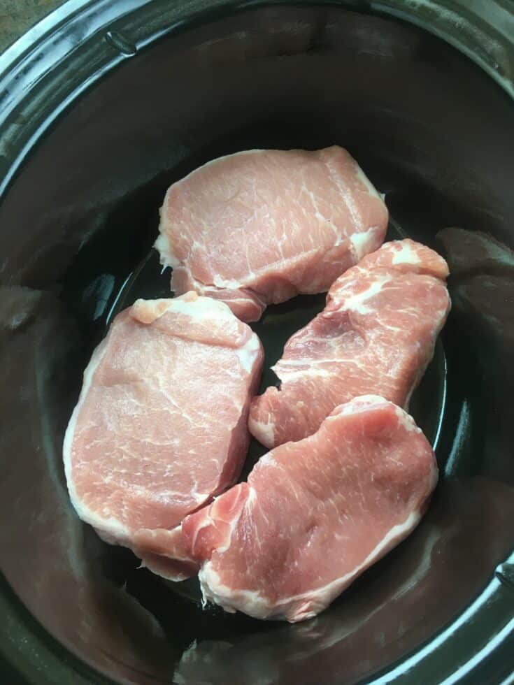 Pork chops in a slow cooker