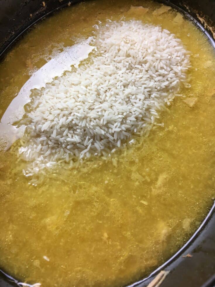 White rice inside of a slow cooker