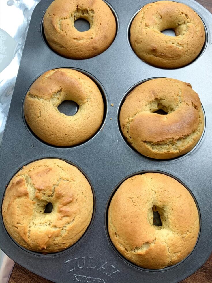 Baked donuts in a donut pan