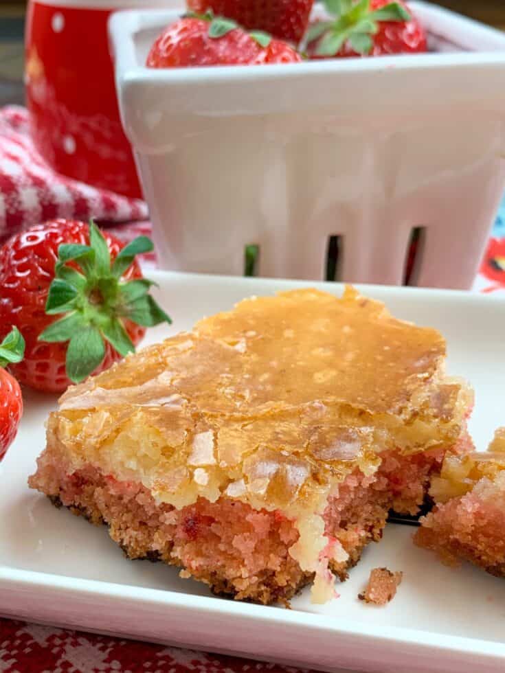 Strawberry chess squares on a plate