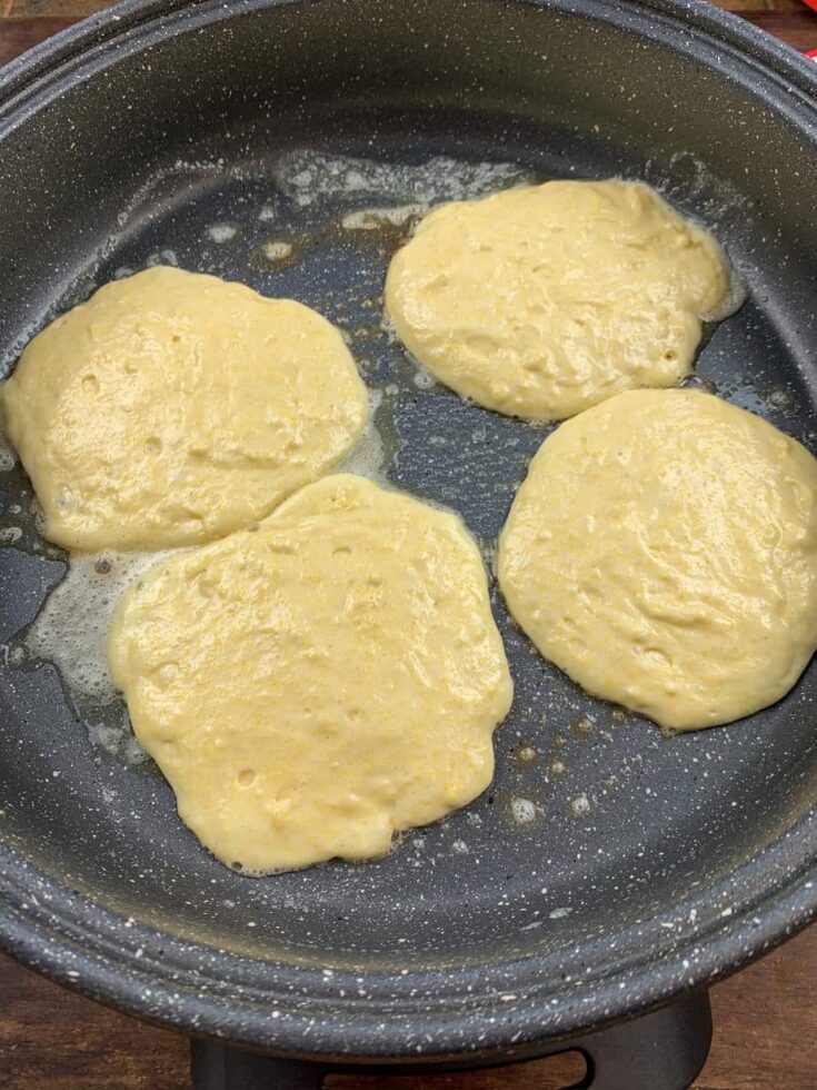 Frying the pancakes in a skillet