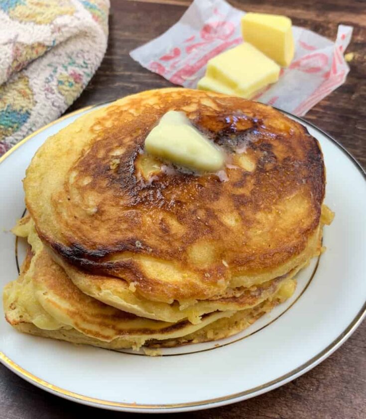 Jiffy Cornbread pancakes with butter melting on top