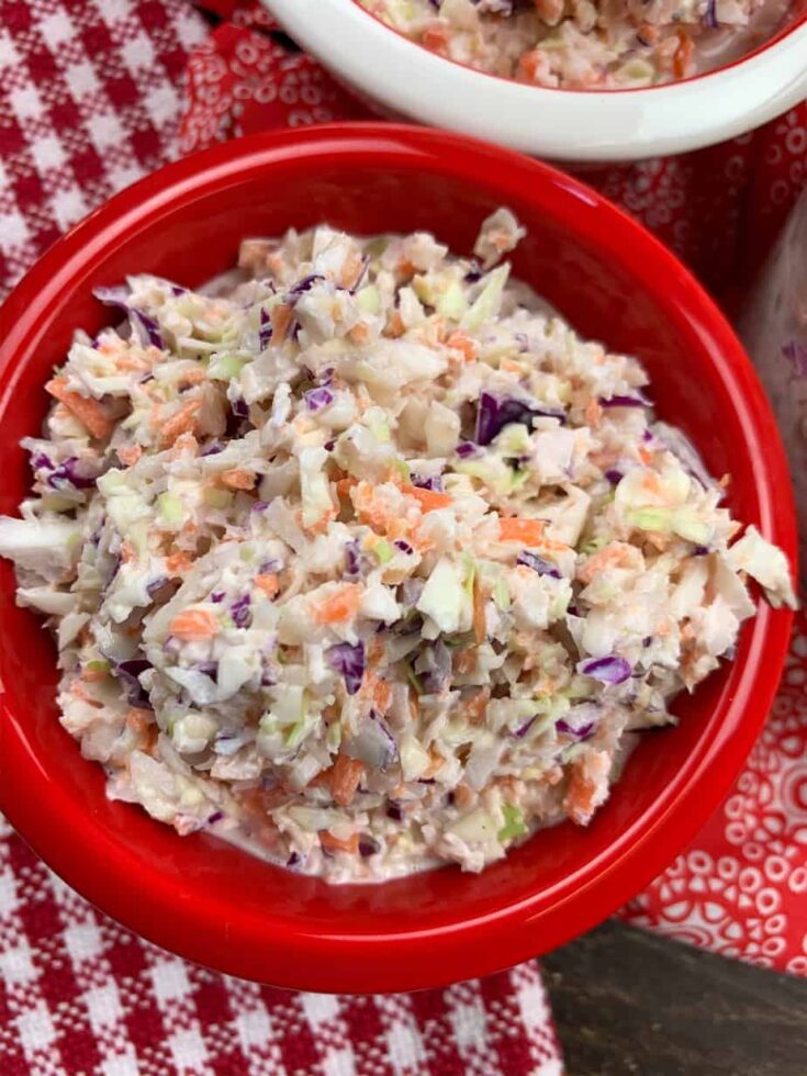 Chick-Fil-A Coleslaw in a red dish